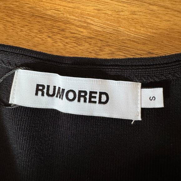 Rumored Parisian Midi Dress Ribbed Square Neck Stretchy Minimalist Small Black - Picture 12 of 16